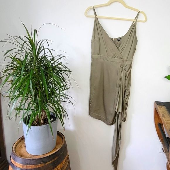 Marciano Thalia Asymmetric Olive Dress, 4, NWT - Picture 1 of 9
